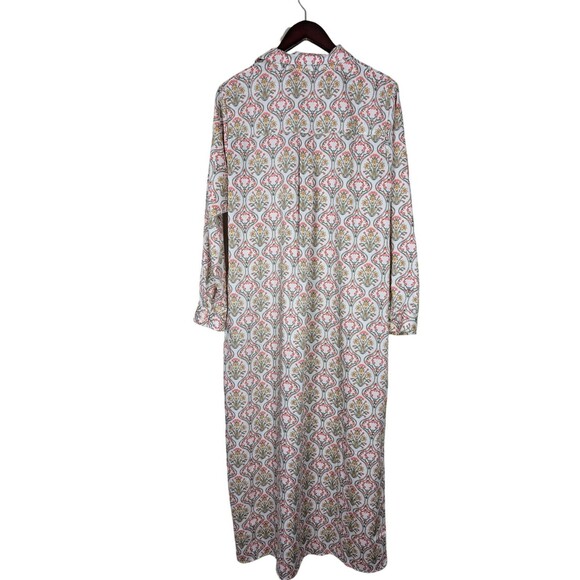 LOFT Womens Floral Maxi Shirt Dress 12 Long Sleeve Button Front Tuilerie - Picture 12 of 14